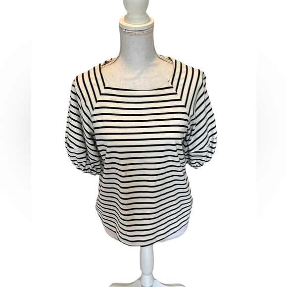 🤩 NWOT Free Assembly Balloon Sleeve Stripe Top Size Small - Picture 2 of 7